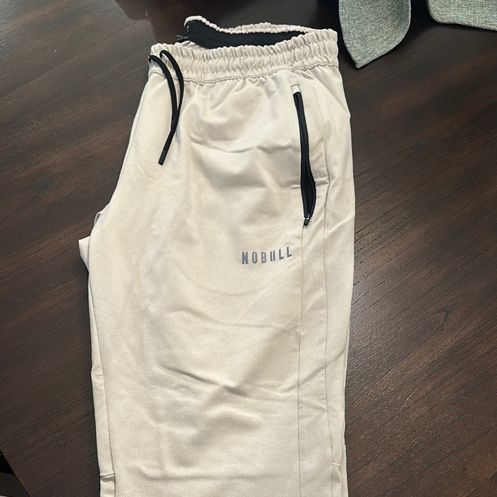 NOBULL Cream Joggers with Black Accents